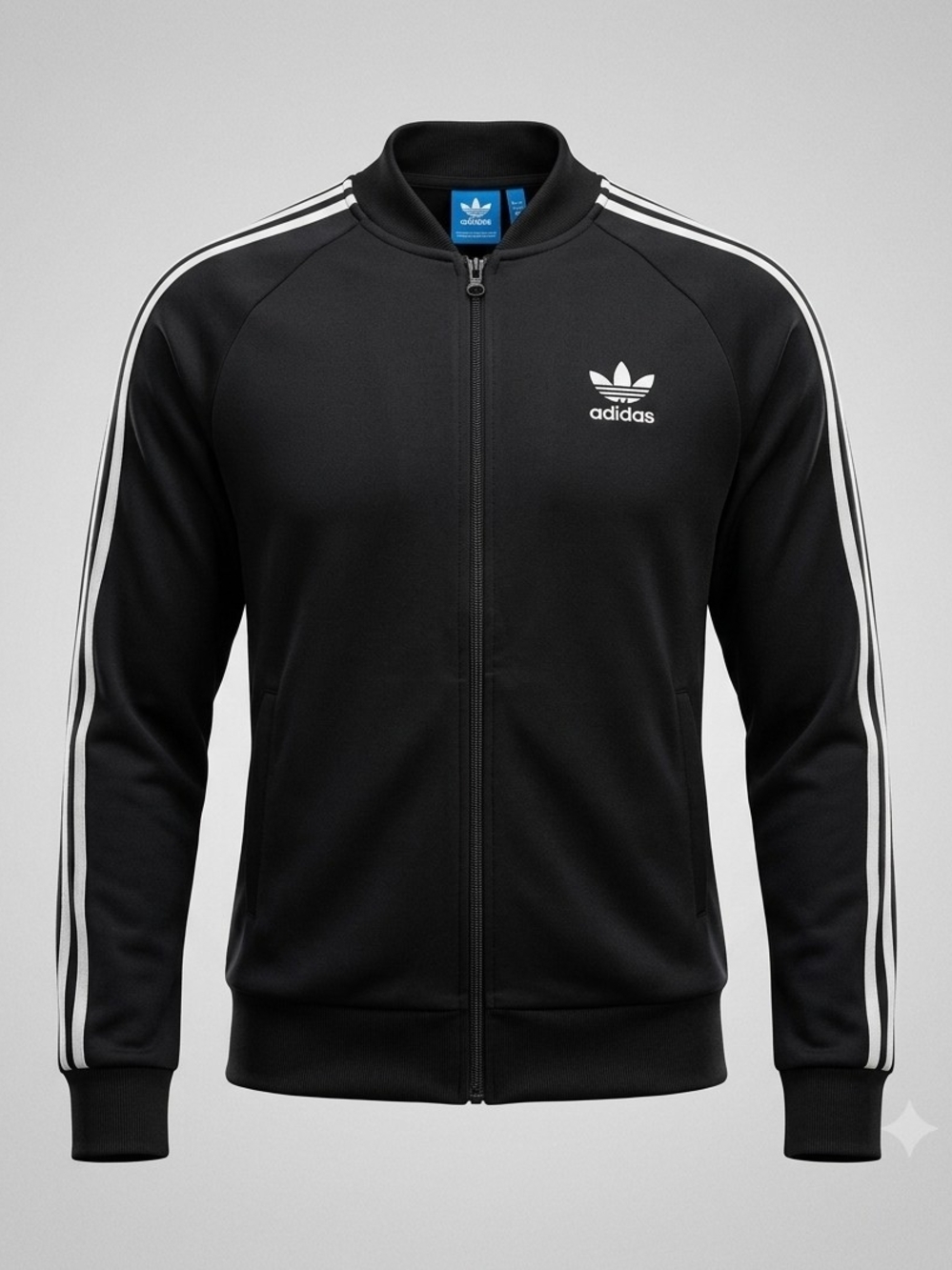adidas Black Track Jacket with White Three-Stripes